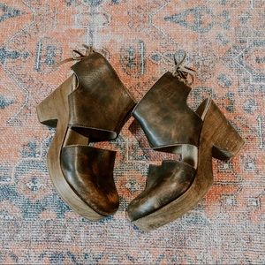 Free People Desert Gold Leather Clogs